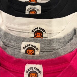 BAPE KIDS T-Shirts in Black, White, Gray, and Pink